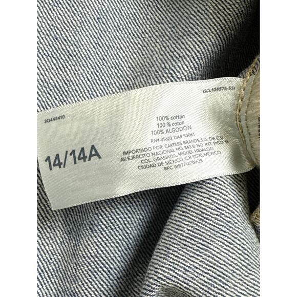 Oshkosh Bgosh Button Up Long Sleeve Denim Shirt Sz 14A Girls Shacket Heavyweight - Picture 6 of 8